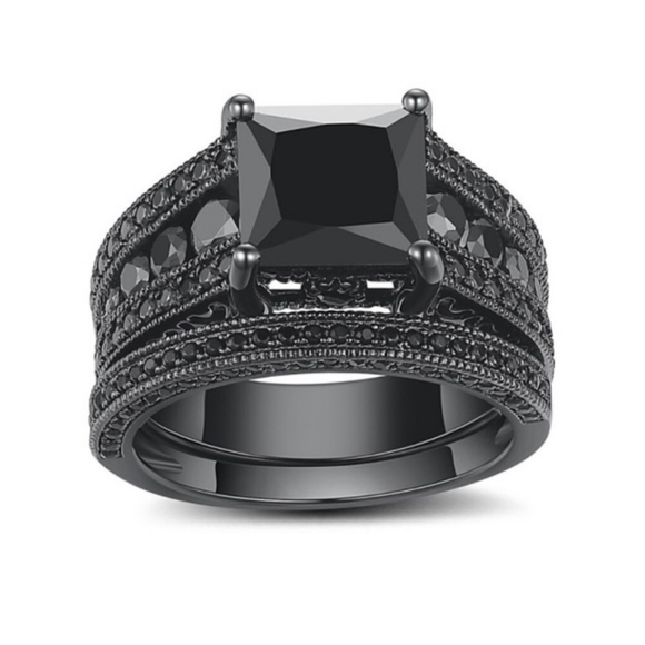 BRAND NEW 18K BLACK SAPPHIRE STERLING SILVER RING - Picture 6 of 6